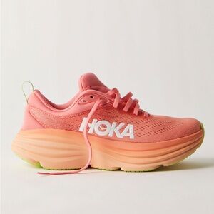 HOKA Bondi 8 Trainers @Free People Size Womens US 8 Coral/Papaya